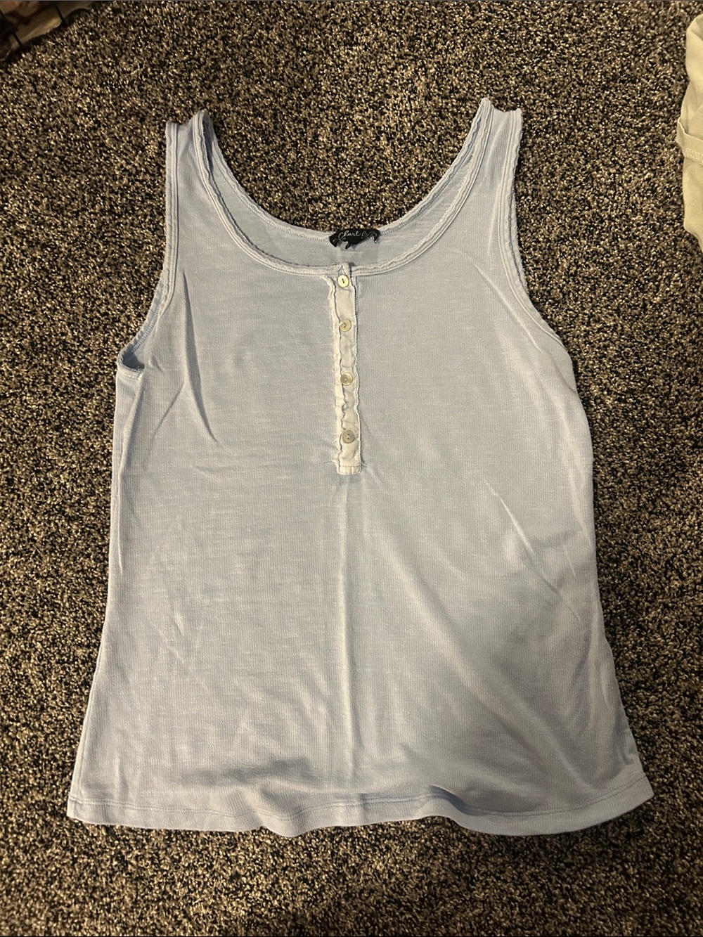CHARLIE B Pale Blue Sleeveless Tank with Front Button Placket